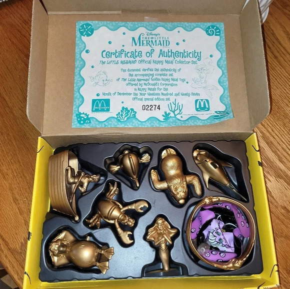 McDonalds 1997 Little Mermaid Golden Toy Set NEW IN BOX! - Picture 3 of 16